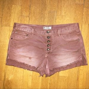 Free People Dolphin Hem Dusty Rose Distress Shorts